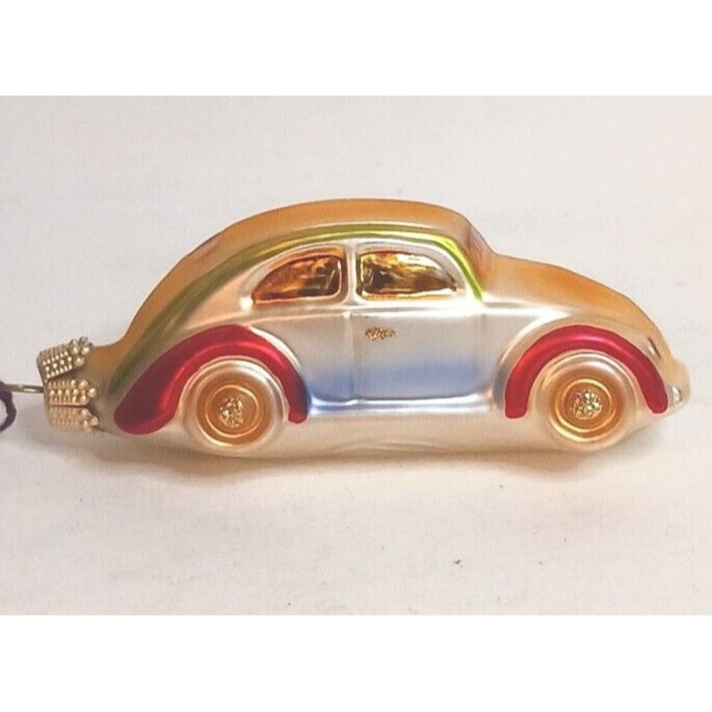Lauscha Blown Glass Volkswagon Beetle Vintage Ornament Glitter Made In Germany